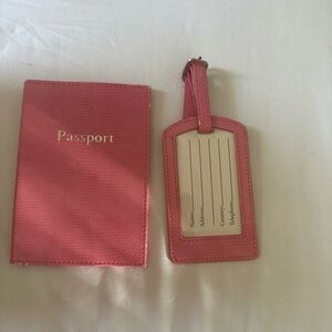 Pink Passport Holder and Luggage Tag Set